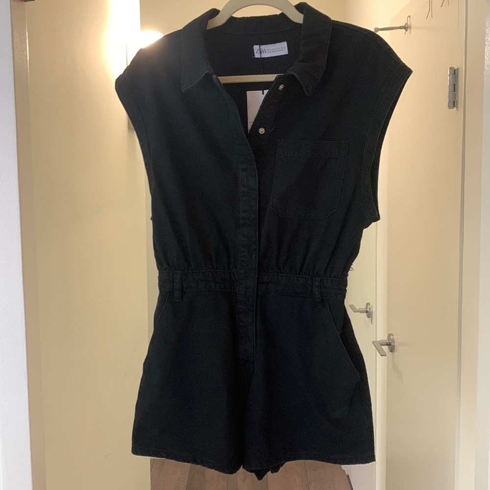 Zara Black Jean Romper